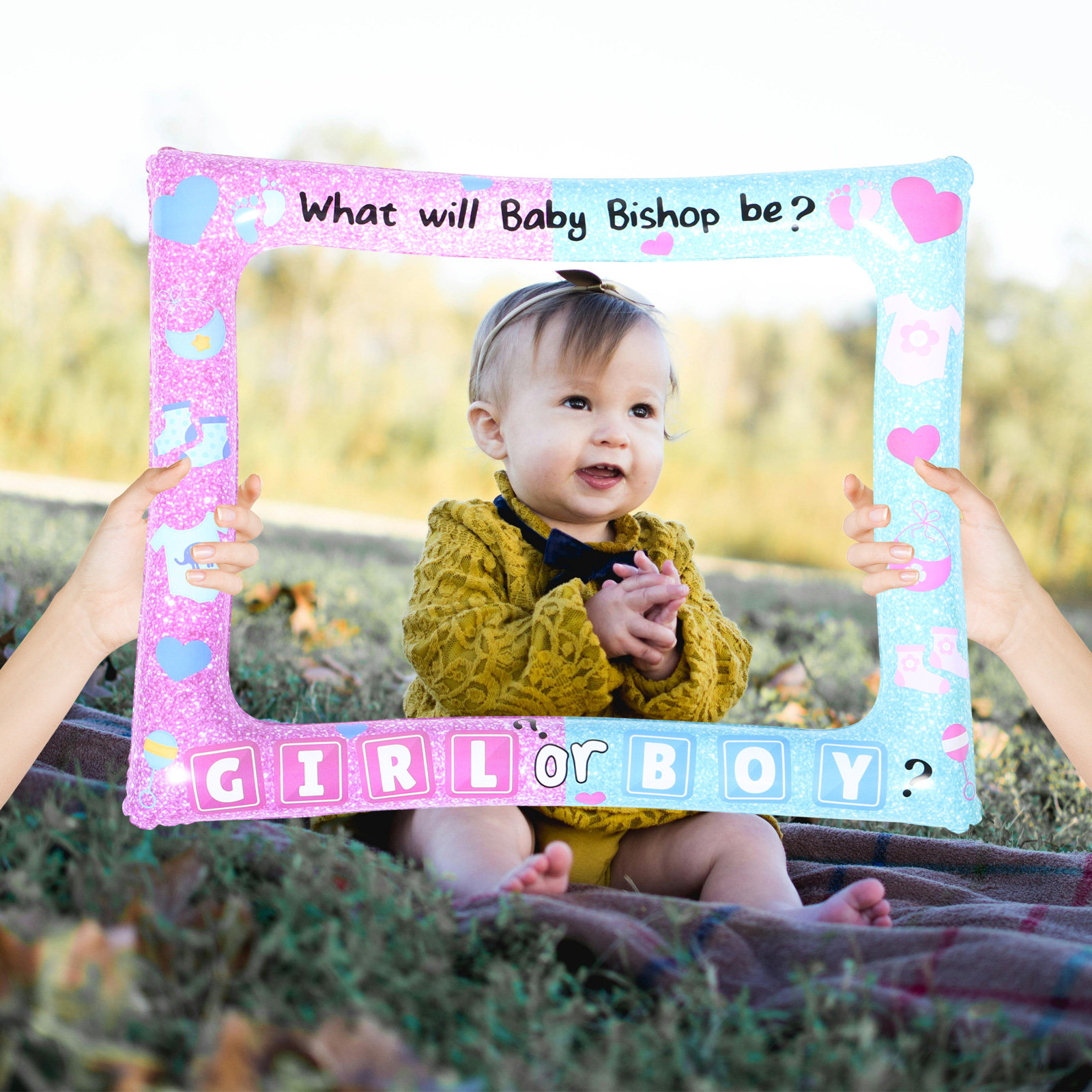 Photo Frame Baby - Baby-Gender-Reveal-Fotobox-Rahmen, aufblasbarer Foto-Requisitenrahmen, Babyparty-Dekoration, tragbar, leicht,