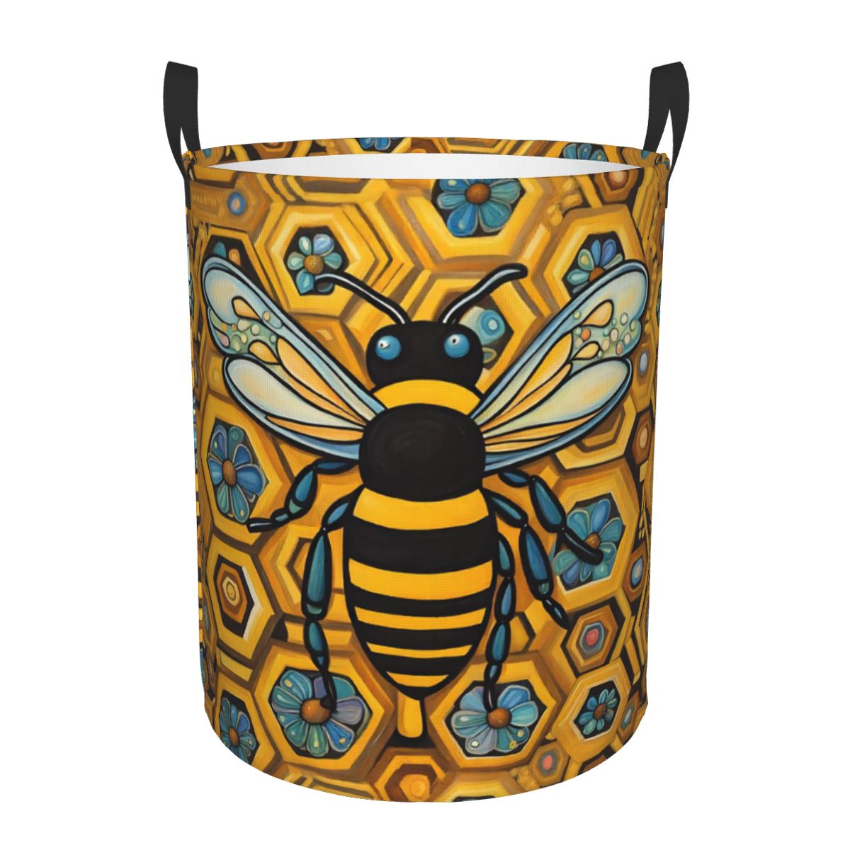 Baby Nursery Laundry Basket - Wäschekorb mit Bienen- und Wabenmuster, zusammenklappbarer