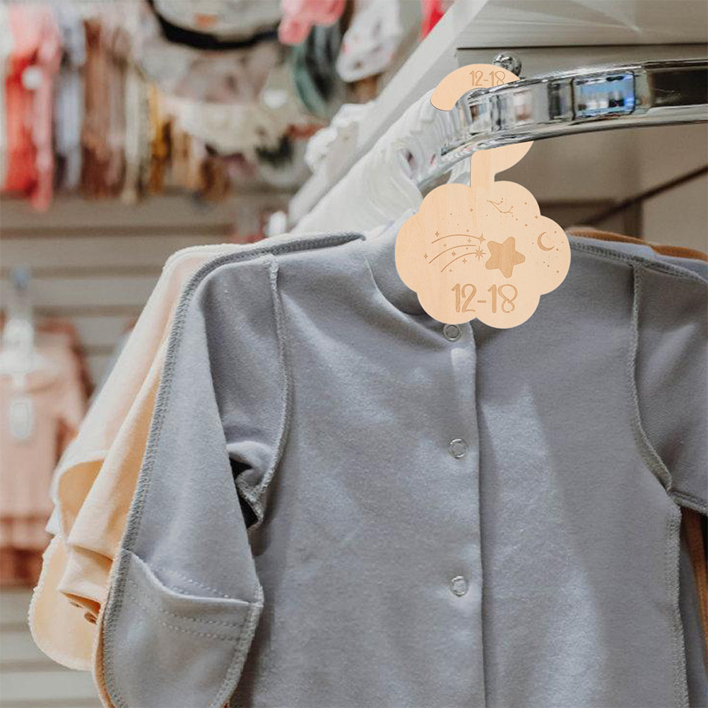 Baby Nursery Wardrobe - 14-teiliger Holz-Kleiderteiler im Wolken-Bären-Design für Babykleiderschränke,