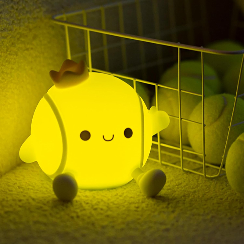 Baby Nursery Table Lamp - Niedliche Tennis-Nachtlampe aus Silikon, Kinderzimmer-Schlaflampe mit