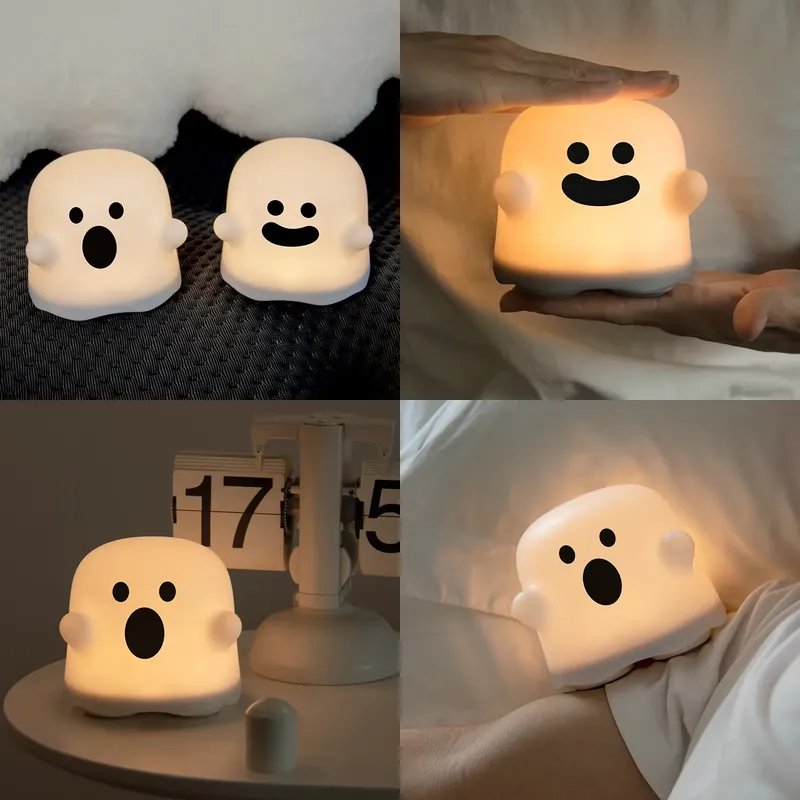 Baby Nursery Table Lamp - Kreatives Niedliches Geister-Nachtlicht USB-Aufladbar Touch-Sensor LED-Schreibtischlampe