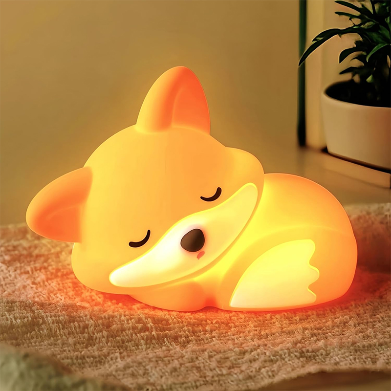 Baby Nursery Table Lamp - Niedliche Fuchs-Nachtlampe aus Silikon für Kinderzimmer,