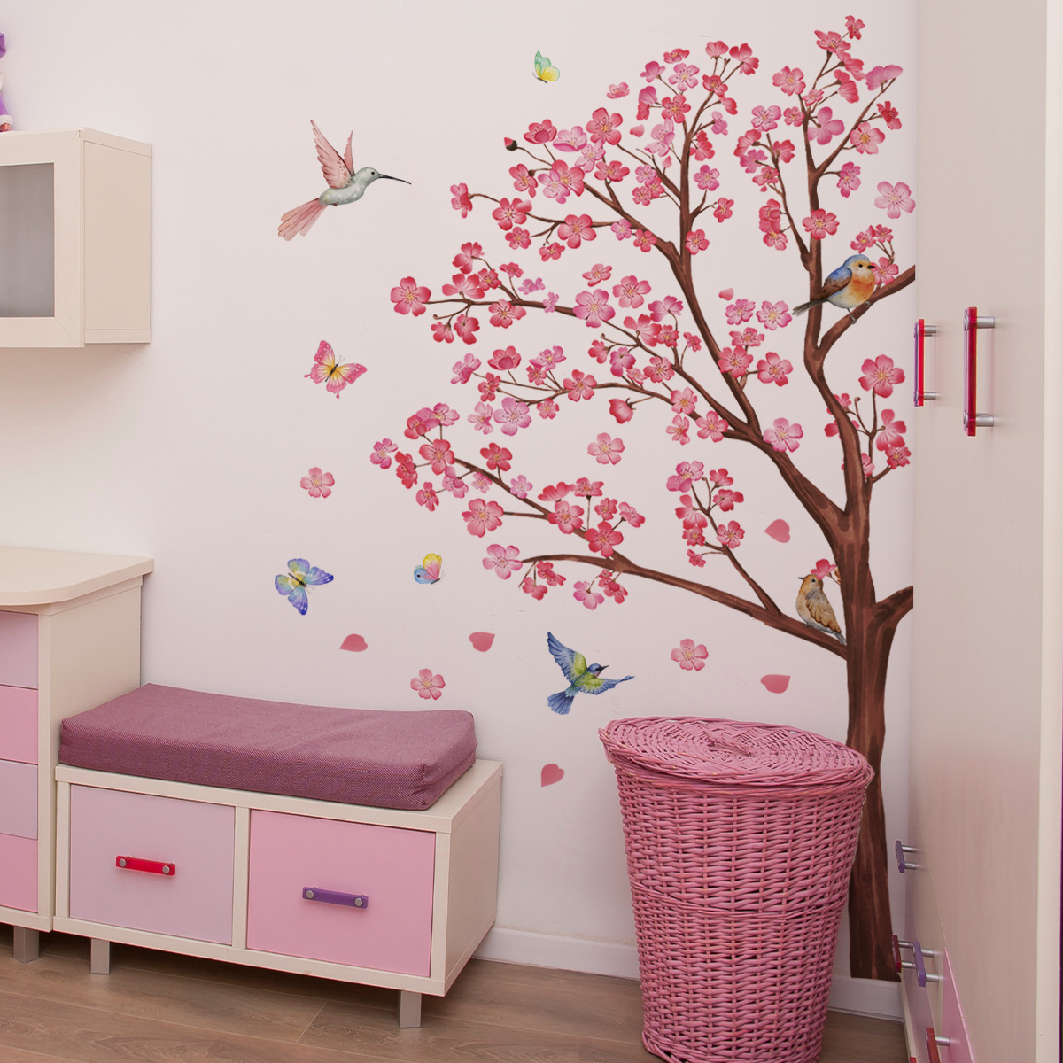 Baby Nursery Products - Aquarell Vogel Blume Wandaufkleber Wohnzimmer Dekoration