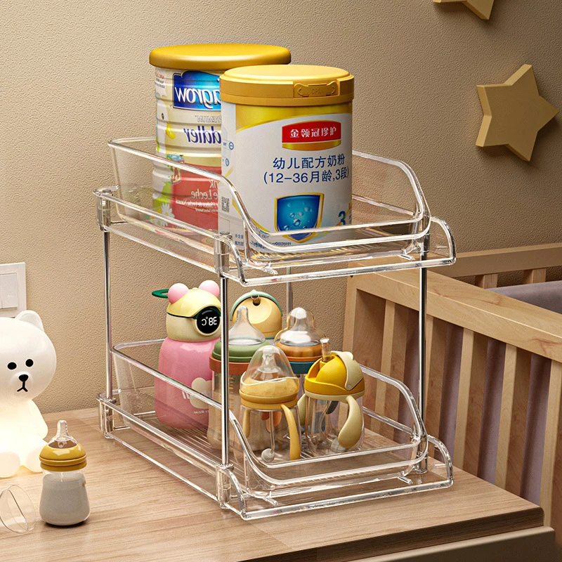 Baby Nursery Storage - 2-stöckiger Transparenter Mehrzweck-Babyorganizer für Kinderzimmer, Bettseitig,