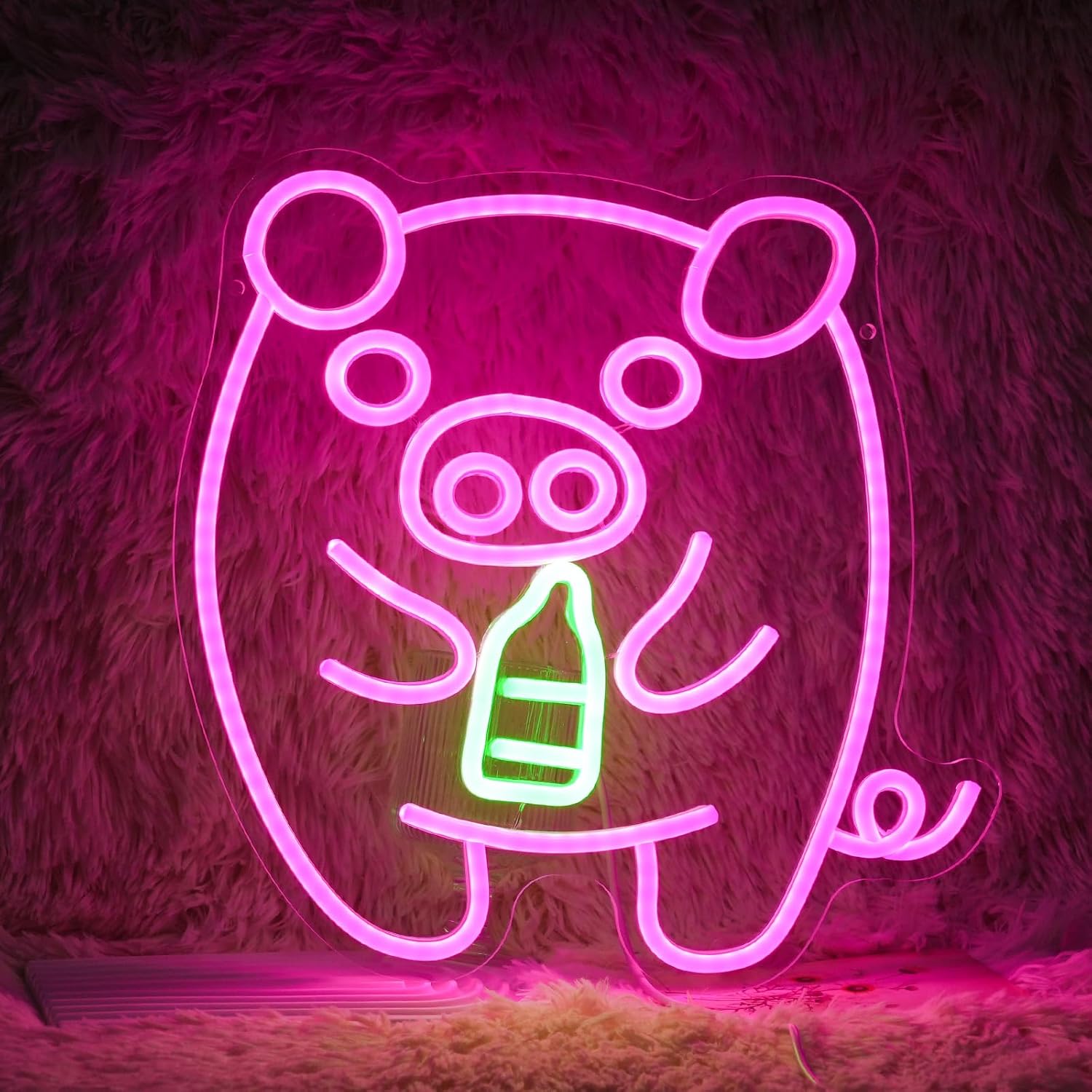 Baby Nursery Products - Baby Schweinchen Milchflasche Neon-Schild LED USB