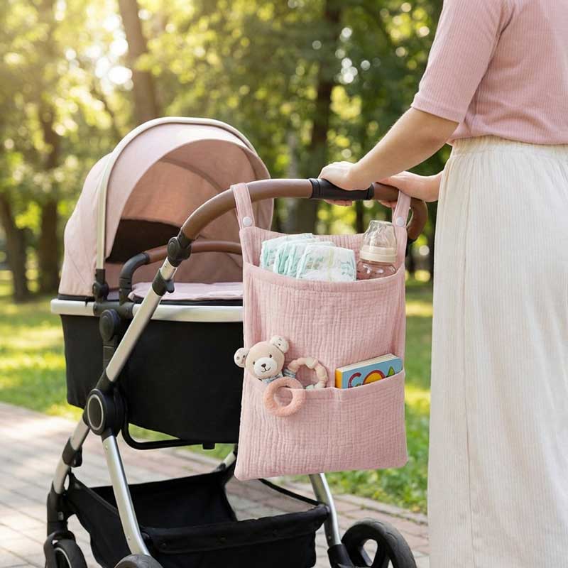 Baby Nursery Storage - Reine Baumwolle Kinderwagen-Hängetasche mit Mehrfachtaschen, tragbare