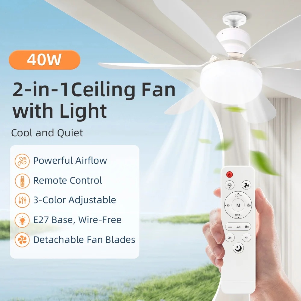 Baby Nursery Ceiling Light - 2026 Kinderzimmer-Deckenventilator mit Licht E27 Fernbedienung