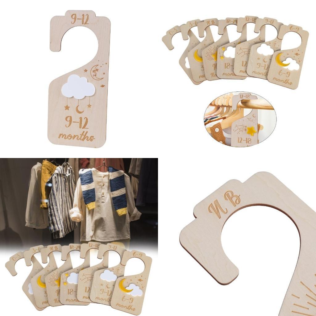 Baby Nursery Wardrobe - Set mit 7 Holz-Trennwänden für Baby-Kleiderbügel,