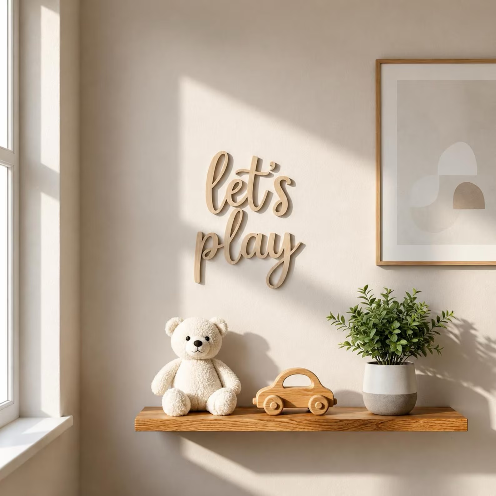 Baby Nursery Wall Art - Holzschild 'Let's Play' für die Wand,