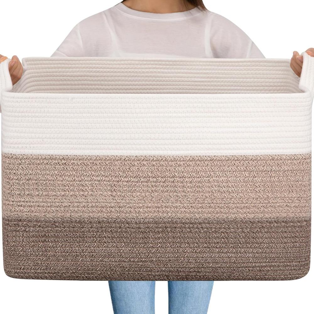 Baby Nursery Laundry Basket - Extra großer 65L gewebter Aufbewahrungskorb aus