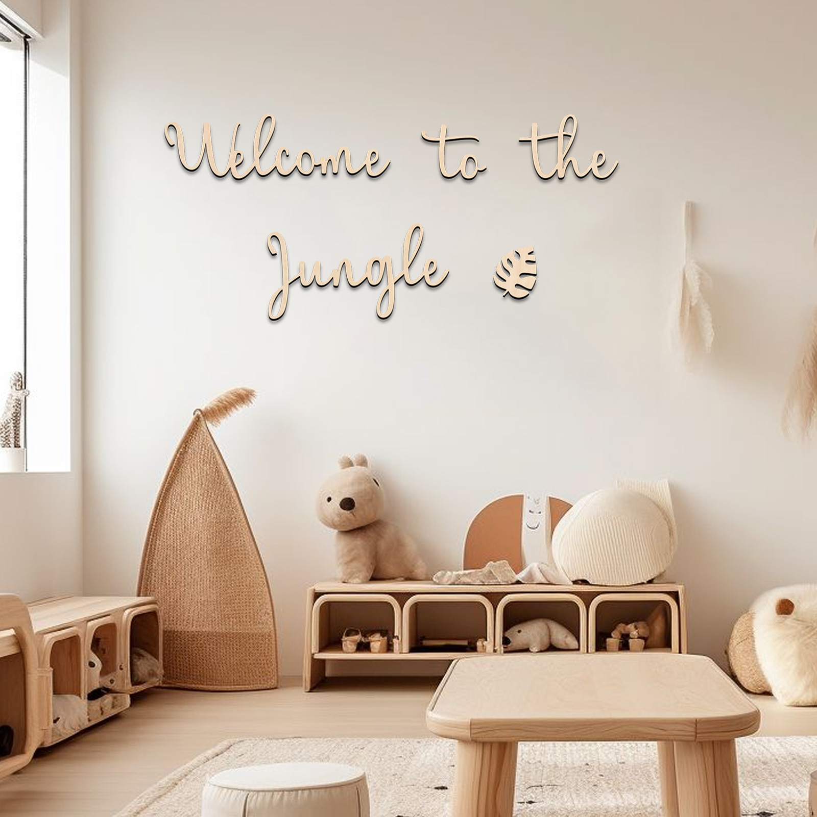 Baby Nursery Products - Willkommen im Dschungel-Holzschild – Kinderzimmer-Dekoration, Wandkunst