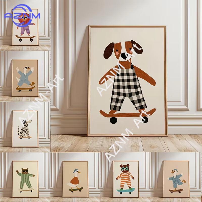 Baby Nursery Products - 1 Stück Lustiges Tier-Skateboard-Poster Trendige Gans