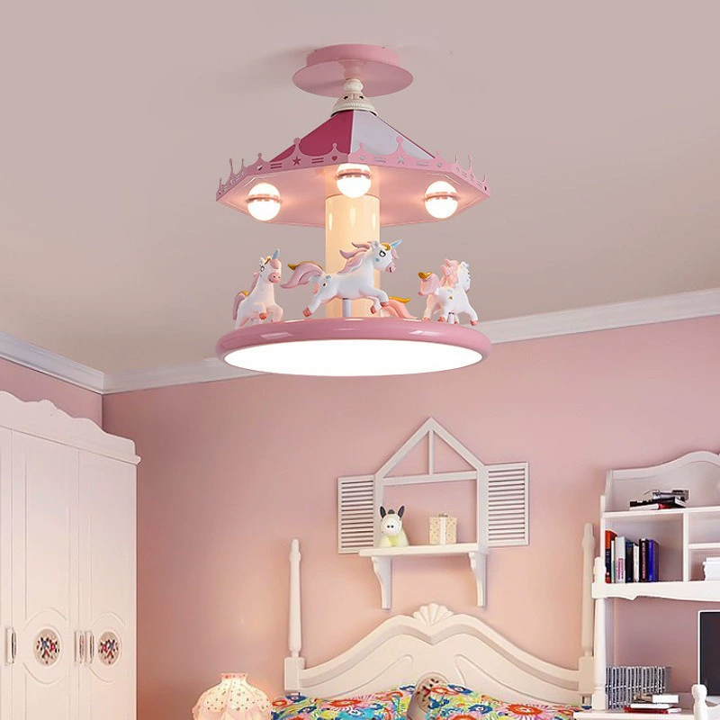 Baby Nursery Ceiling Light - Prinzessinnen-Zimmer Mädchen Schlafzimmer Deckenleuchten Rosa Karussell-Lampe