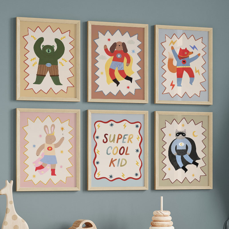 Baby Nursery Products - Lustige Cartoon-Wandkunst für Kinderzimmer, Leinwandgemälde mit