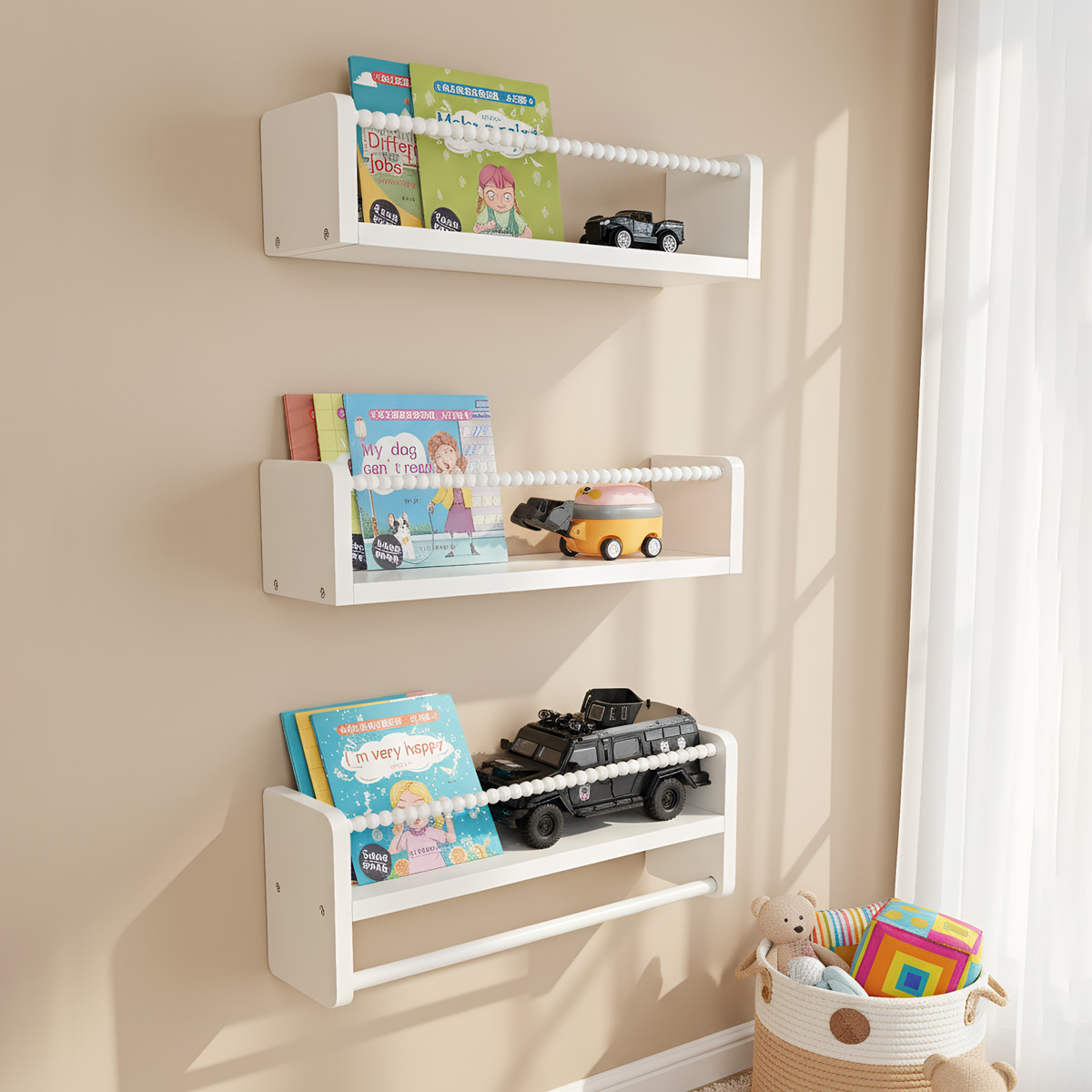 Baby Nursery Shelves - Kinderzimmer-Bücherregale aus Holz, 15,7 Zoll schwimmende