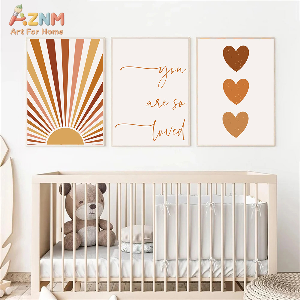 AZNM Boho-Sonnen-Mond-Regenbog – Baby Nursery Wall Art Bewertung und Preis