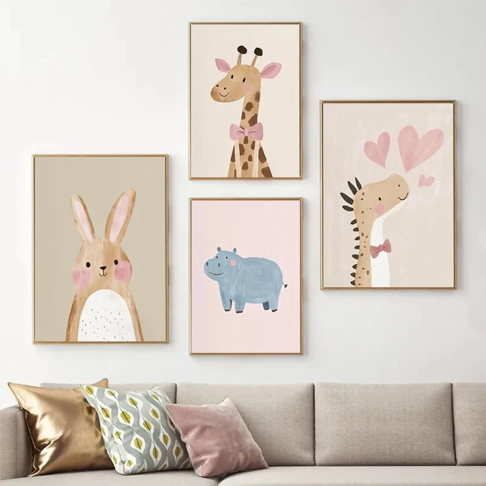 Nordic Rosa Niedlichen Cartoon – Baby Nursery Wall Art Bewertung und Preis