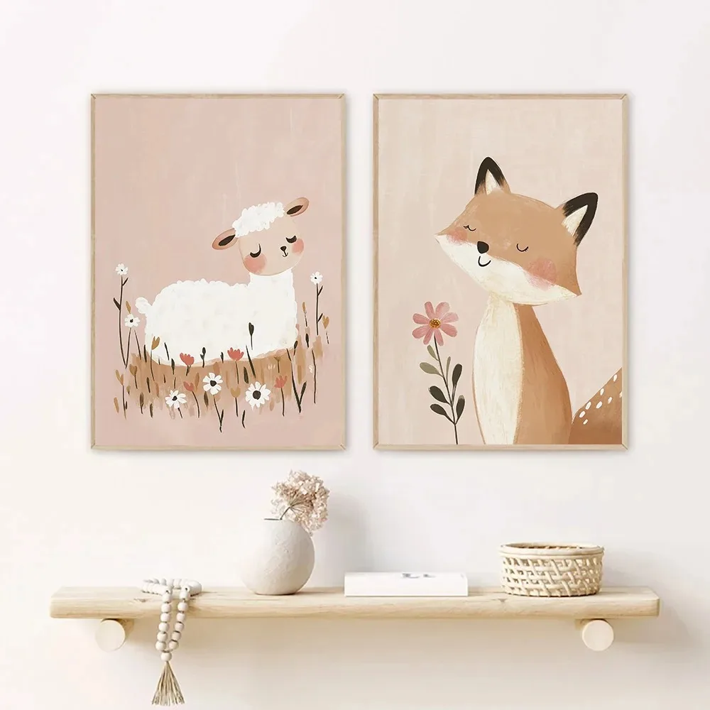 Nordic Rosa Niedlichen Cartoon – Baby Nursery Wall Art Bewertung und Preis