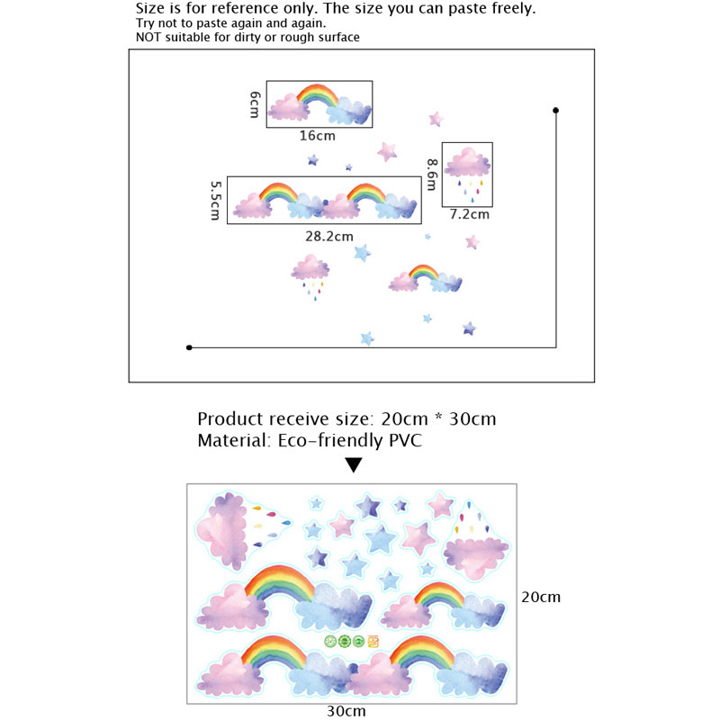Cartoon-Wolken-Regenbogen-Wand – Baby Nursery Wardrobe Bewertung und Preis