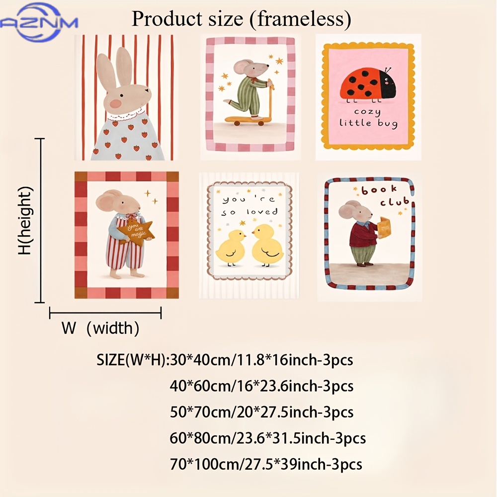 6 Stück rahmenlose, niedliche  – Baby Nursery Wall Art Bewertung und Preis