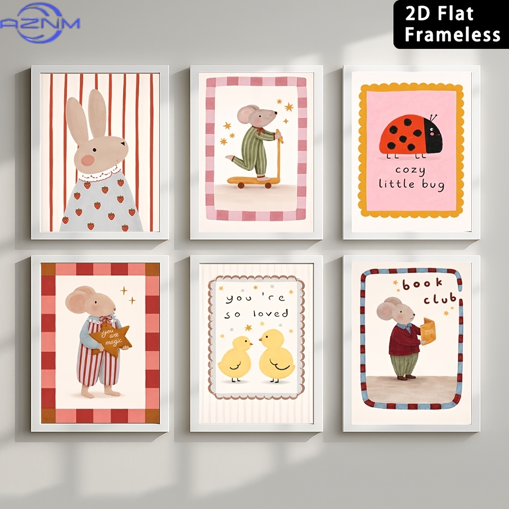 6 Stück rahmenlose, niedliche  – Baby Nursery Wall Art Bewertung und Preis