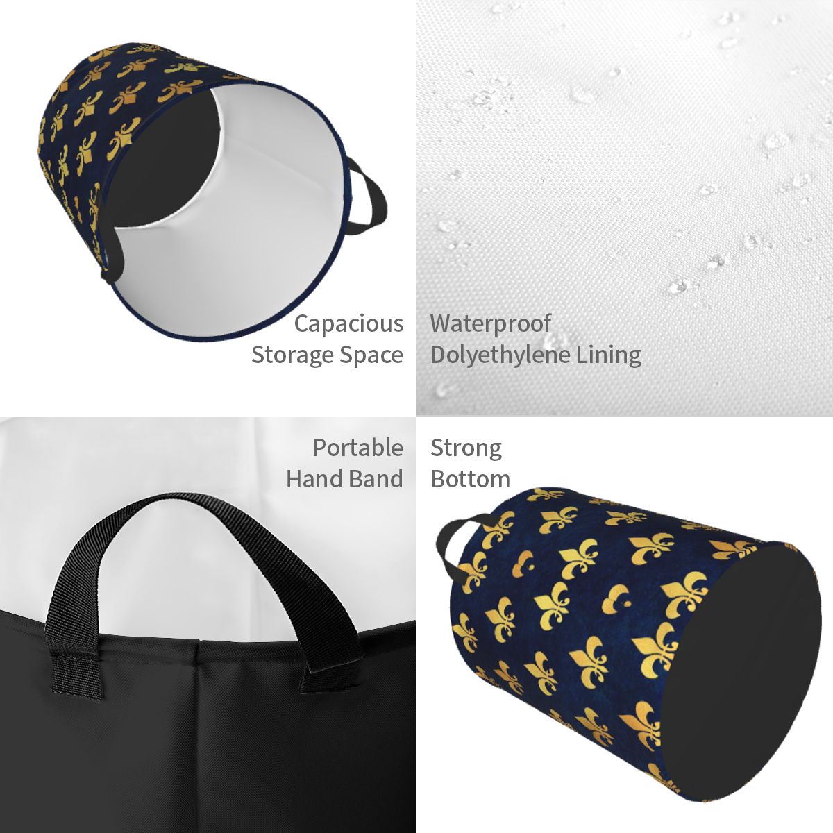 Royal Gold Blue Grunge Fleur D – Baby Nursery Laundry Basket Bewertung und Preis
